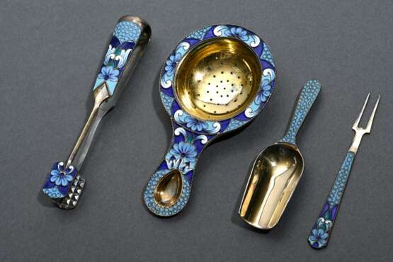 6 Various pieces of Russian tea set with coloured … - photo 3 6 Various pieces of Russian tea set with coloured … - photo 3