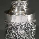 Cylindrical tea caddy with stamped relief ‘Birds a… - фото 1