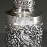 Cylindrical tea caddy with stamped relief ‘Birds a… - фото 2