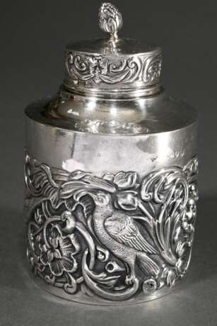Cylindrical tea caddy with stamped relief ‘Birds a… - фото 2 Cylindrical tea caddy with stamped relief ‘Birds a… - фото 2