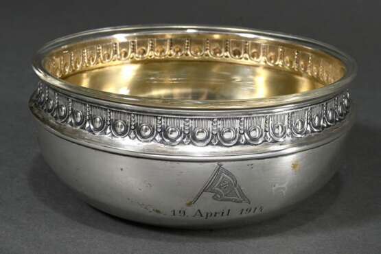 Bowl with ornamental rim and glass insert, engrave… - фото 1 Bowl with ornamental rim and glass insert, engrave… - фото 1