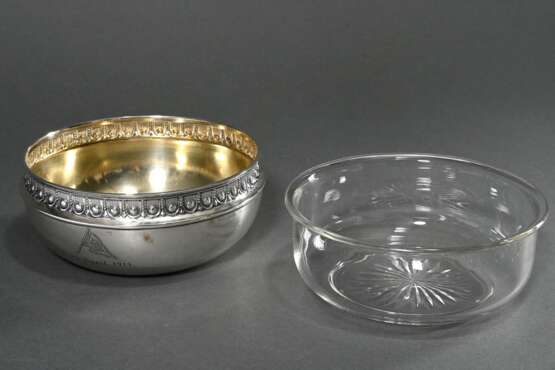 Bowl with ornamental rim and glass insert, engrave… - фото 2 Bowl with ornamental rim and glass insert, engrave… - фото 2