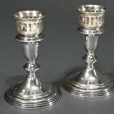 Pair of simple candlesticks with lattice top, BS&F… - photo 1