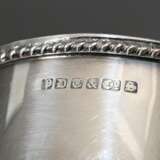 Silver-plated cylindrical tea caddy on ball feet, … - photo 5