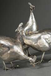3 Table decorations ‘Guinea fowl’, 925 silver, 176…