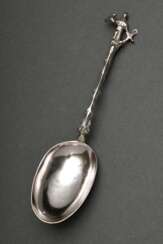 Dutch rattail spoon with figurative handle ‘Allego…