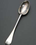 Столовые приборы. Large antique dumpling spoon with dot engraving on…