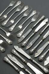 24 Pieces fruit cutlery set with Rococo decoration…