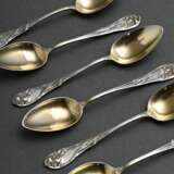 6 Art Nouveau mocha spoons ‘Iris’ with gold-plated… - photo 1
