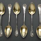 6 Art Nouveau mocha spoons ‘Iris’ with gold-plated… - photo 2