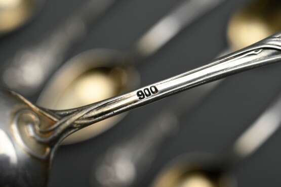 6 Art Nouveau mocha spoons ‘Iris’ with gold-plated… - photo 4