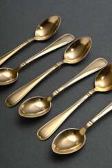 6 Danish mid-century mocha spoons in thread patter…