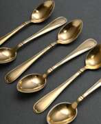 Cutlery. 6 Danish mid-century mocha spoons in thread patter…