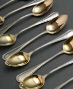 Cutlery. 12 Mocha spoons with gold-plated bowl, ‘pearl patt…