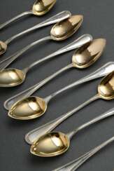 12 Mocha spoons with gold-plated bowl, ‘pearl patt…