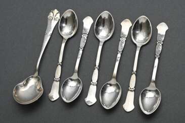 7 Various Danish spoons: sugar spoon with ‘Fransk …