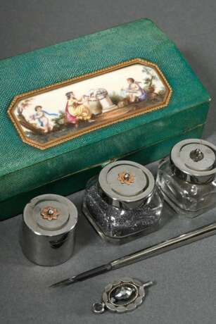 Travel writing set in green-coloured lizard skin c… - photo 1 Travel writing set in green-coloured lizard skin c… - photo 1