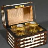 Biedermeier burl wood box in chest form with appli… - photo 1