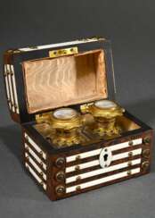 Biedermeier burl wood box in chest form with appli…