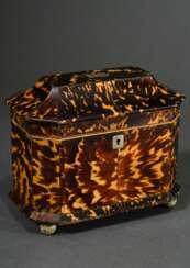 English tea caddy in octagonal shape on ball feet …