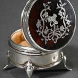 Runde Schildpatt Schmuckdose mit Silber 925 Montie… - Foto 1