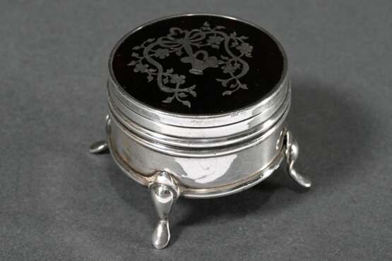 Runde Schildpatt Schmuckdose mit Silber 925 Montie… - Foto 3