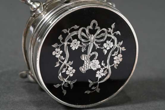 Runde Schildpatt Schmuckdose mit Silber 925 Montie… - Foto 4