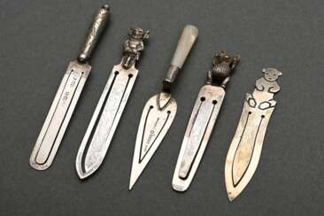 5 Various bookmarks with sculpted ends and shapes:…