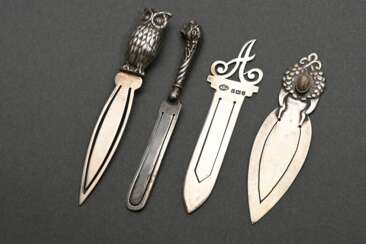 4 Various bookmarks with sculpted ends: “Letter A,…
