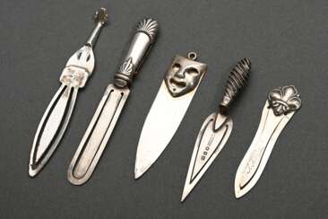 5 Various bookmarks with sculpted ends and shapes:…