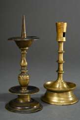 2 Various yellow cast candlesticks based on late G…