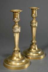 Pair of large French yellow cast candlesticks in c…