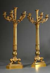 Pair of Empire girandoles in classic form on three…