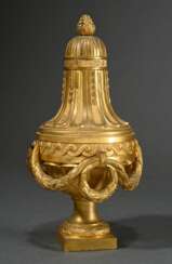 Large fire-gilded bronze decorative vase with flut…