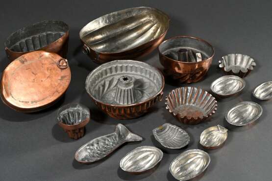 15 Diverse Teile alte Kupfer Backformen für Kuchen… - Foto 3