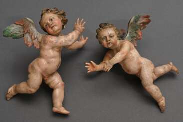 2 Fully sculpted floating angels in beautiful moti…