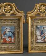 Folk art. Pair of small monastic works, ‘Evangelist Mark’ an…