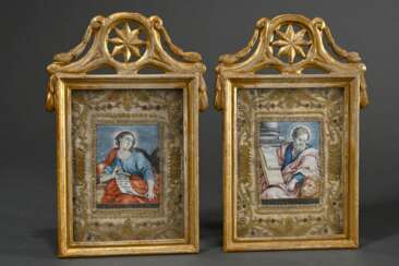 Pair of small monastic works, ‘Evangelist Mark’ an…