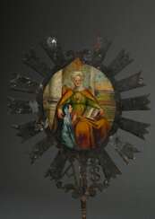 Wrought iron finial of a lectern rod with depictio…