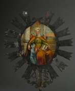 Folk art. Wrought iron finial of a lectern rod with depictio…