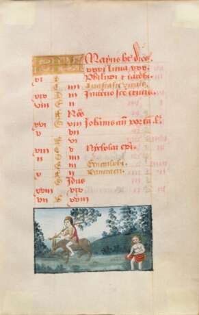 Book of Hours page with miniature, gouache on parc… - photo 1 Book of Hours page with miniature, gouache on parc… - photo 1