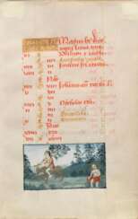 Book of Hours page with miniature, gouache on parc…