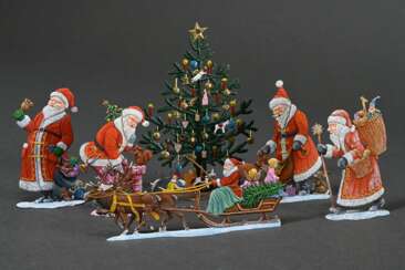 10 assorted Christmas figures, pewter, painted in …