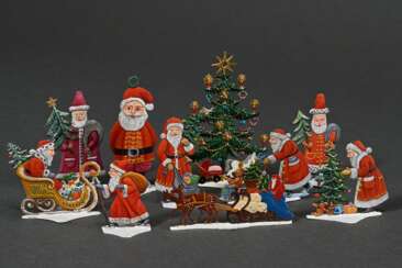 10 assorted Christmas figures, pewter, painted in …