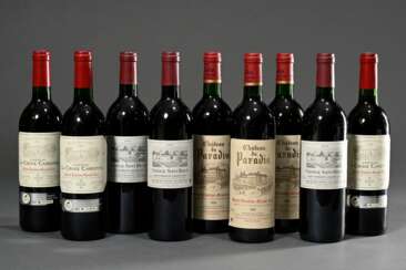 9 Diverse Flaschen Rotwein: 3x 1995 Chateau Saint …