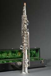 Soprano saxophone in case, marked ‘G.H. Hueller Sa…