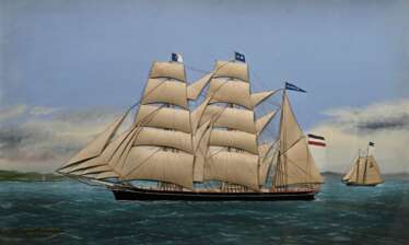 Unbekannter Marinemaler des 19.Jh. "Zweimaster 'Na…