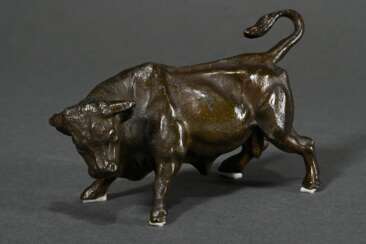Unbekannter Künstler um 1900 „Wütender Stier“, Bro…