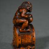 Boxwood netsuke ‘Oni with Raiden's drum and Futen'… - photo 2
