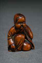 Fine boxwood double figure netsuke ‘Okame and Hyot…